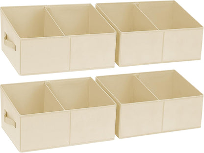 DIMJ Trapezoid Storage Bins for clothes - 4 Packs Closet Organizers and Storage Baskets, Foldable Closet Baskets with Handles and Divider, Closet Storage Bin Toybox for Shelves Living Room Bedroom