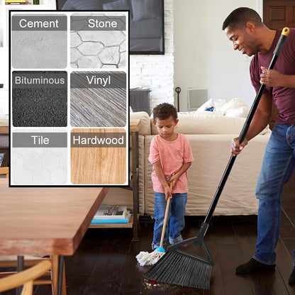Heavy Duty Commercial Broom, 3 Pack Upgraded Angle Brooms for Sweeping Outdoor and Indoor, Perfect Black Brooms of House, Kitchen, Garage, Courtyard, Concrete