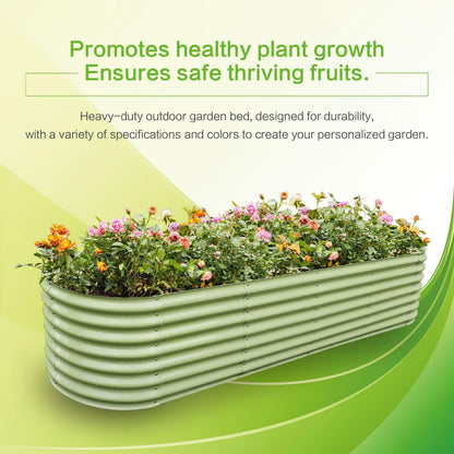 Gardmax Galvanized Raised Garden Bed, Lightweight Planter Boxes Outdoor with Easy Assembly, Large Garden Bed for Vegetables, Fruits, Flower Light Green 8x2x1.8FT