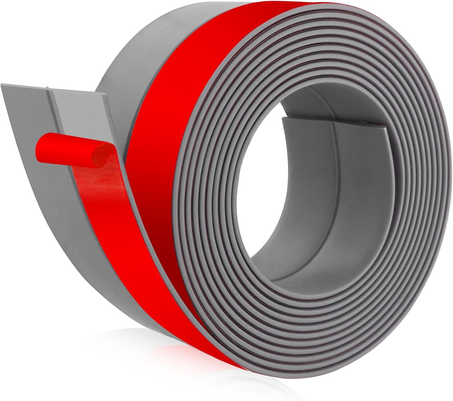 Weather Stripping Door Draft Stopper Flexible Self Adhesive Silicone Door Seal Strip for Glass Doors Windows and Shower Glass Gaps, 2 Inch Wide X 20 Feet Long, Gray