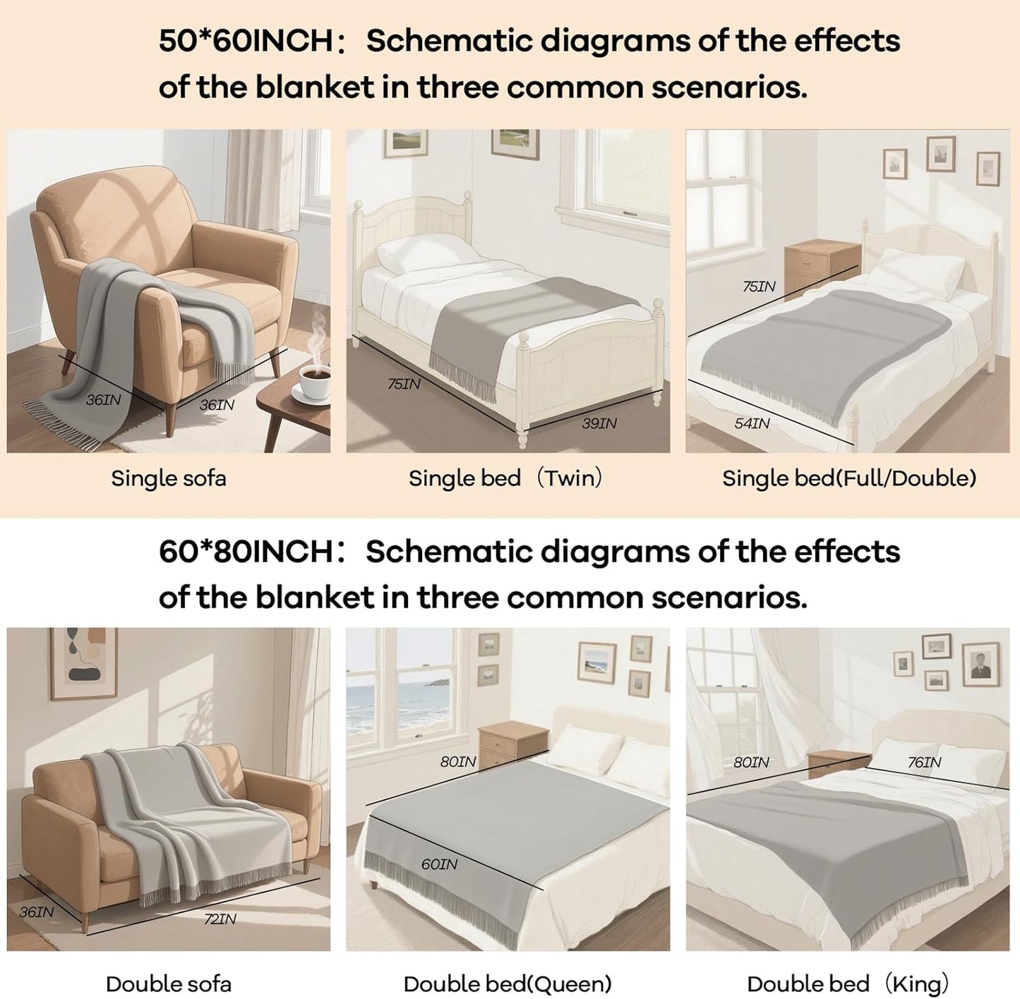 inhand Sage Green Throw Blanket for Couch, Soft Living Room Home Decor Knitted Blanket with Tassel, Outdoor Lightweight Breathable Summer Blanket, Farmhouse Warm Woven Decorative, 50"x60"