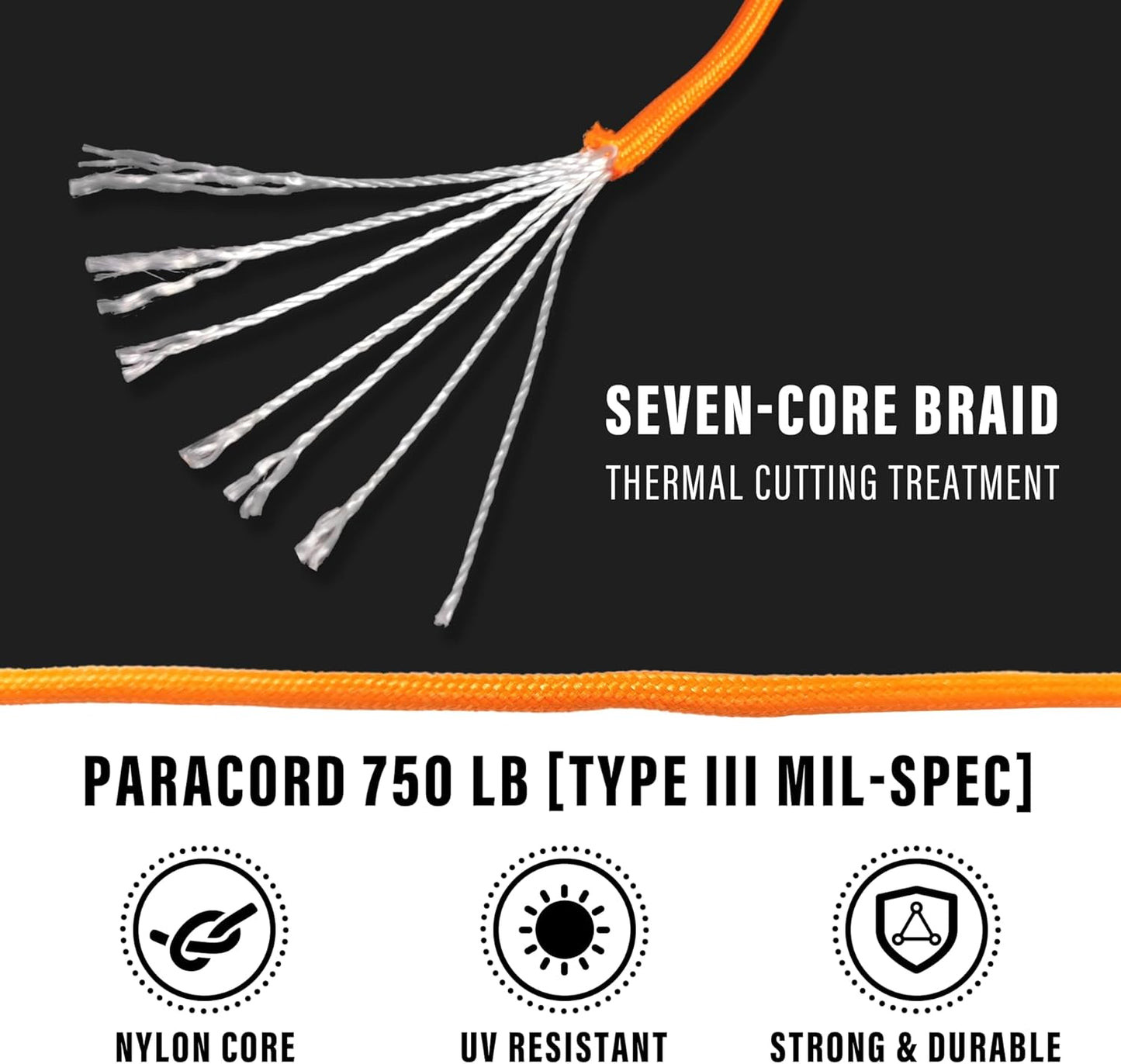 Braid 7 Strand Outdoor Survival Paracord Polyester Rope Nylon Rope Mix Thick Heavy Duty Ropes 5/32'' 50ft 4Packs High Strength Perfect for Clothesrope Camping Hiking and Other Outdoor Activities
