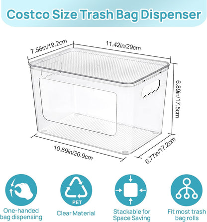 Vtopmart 2 Pack Trash Bag Holder, Stackable Garbage Bag Dispenser for 13/30/33 Gallon Bags, Clear Organizer Bins for Under Kitchen Sink, Laundry Room Organization and Storage