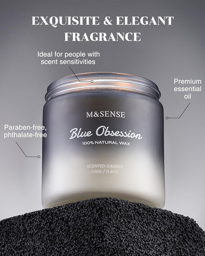 M&SENSE Amber Lavender Scented Candle for Men, 11.6oz 2 Wick Large Natural Soy Wax 70 Hours Highly Scented Home Fragrance