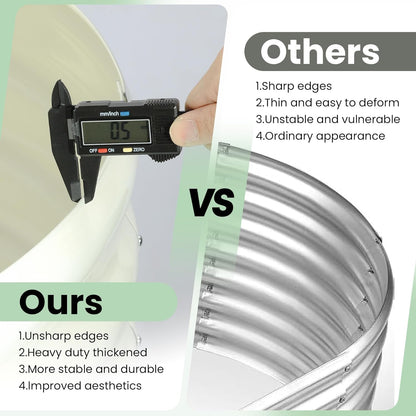 2 Pcs 6x3x1.5ft Oval Raised Garden Bed, Galvanized Raised Beds,Open-Ended Base Metal Raised Planter Beds,Garden Bed Outdoor,Planter Raised Boxes for Vegetables, Flowers,Tool-Free Asse,White