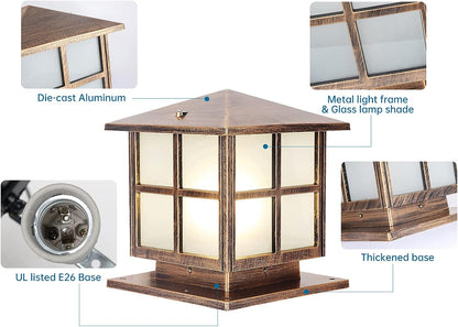 SLAWA Outdoor Post Lights Fixture, Modern Yard Entry Outdoor Column Lights with Aluminum Housing, Patio Pillar Lights Outdoor with Tempered Glass, IP65 Waterproof