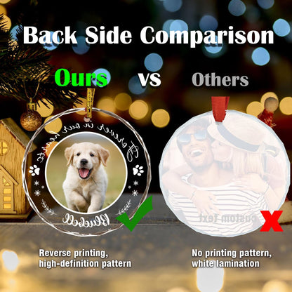 Personalized Pet Photo Ornaments, Dog Cat Custom Crystal Ornaments with Pictures for Pet Owner, Glass Hanging Ornaments Gifts for Children Puppy, Personalized Decorative Hanging Ornaments