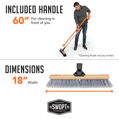 SWOPT 24” Premium Multi-Surface Push Broom Head — Cleaning Head Interchangeable with All SWOPT Cleaning Products for More Efficient Cleaning and Storage — Indoor and Outdoor Push Broom