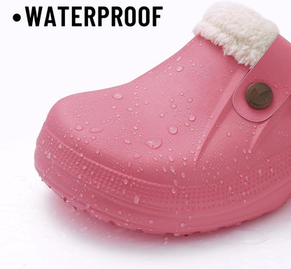 Beslip Classic Fur Lined Clogs Waterproof Winter Fuzzy Slippers for Women Men Indoor and Outdoor