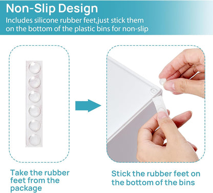 Vtopmart 4Pack Small Stackable Storage Drawer, Bathroom Makeup Organizer,Plastic Storage Bins For Vanity, Undersink, Kitchen Cabinets, Pantry, Home Organization(White)