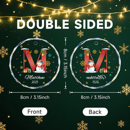 Personalized Christmas Ornaments with Names, Name Ornaments for Christmas Tree, Custom Snowman Letter Christmas Ornament for Kids and Adults, Stocking Name Tags