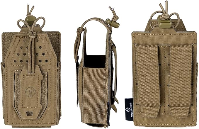 Tactical Radio Holster Molle Radio Pouch Universal Radio Holder For Walkie Talkie Motorola BaoFeng UV-5R BF-F8HP Adjustable Storage Rifle Magazine Pouch(Coyote Brown)