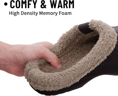 Beslip Classic Fur Lined Clogs Waterproof Winter Fuzzy Slippers for Women Men Indoor and Outdoor