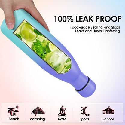 17oz Cola-Bottle Shaped Stainless Steel Leak-proof Water Bottle,Double Wall Vacuum Insulated Metal,Travel Mug For Sports Indoors & Outdoors,BPA-Free Kids Flasks,Purple Blue(1Pack)