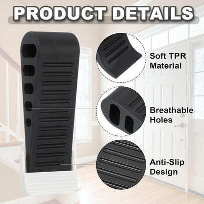 PATIKIL Rubber Door Stoppers for Bottom of Door, Door Wedge Stopper with Holder Sturdy Stackable Doorstop Wall Protector for Home Office Floor Concrete Tile, Black
