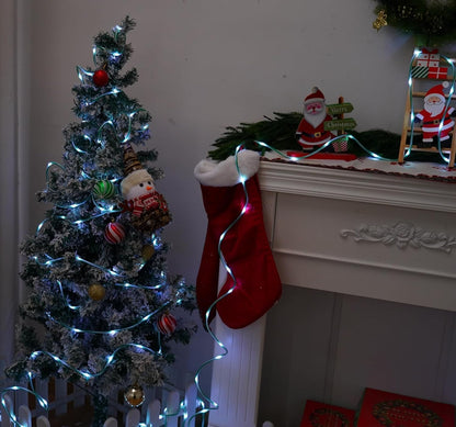 YEGUO Solar Christmas Candy Cane Rope Lights, 2 Pack Each 33ft 100 LED Green & White Solar Rope Light Outdoor Waterproof Decorations String Tube Lights