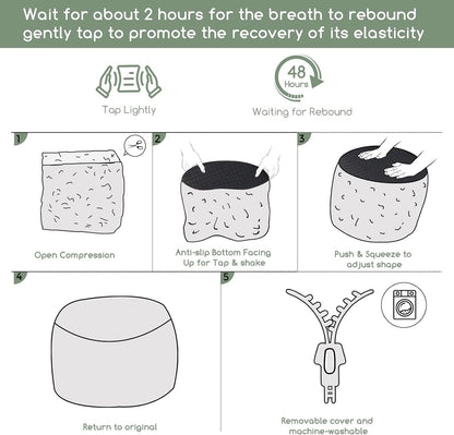 HIGOGOGO Round Stuffed Pouf Ottoman, Plaid Poufs with Foam Chunk Filling, Fluffy and Furry Pouf Foot Stool Storage Ottoman, 26 X 18 Floor Poufs Foot Rest for Living Room, Coffee