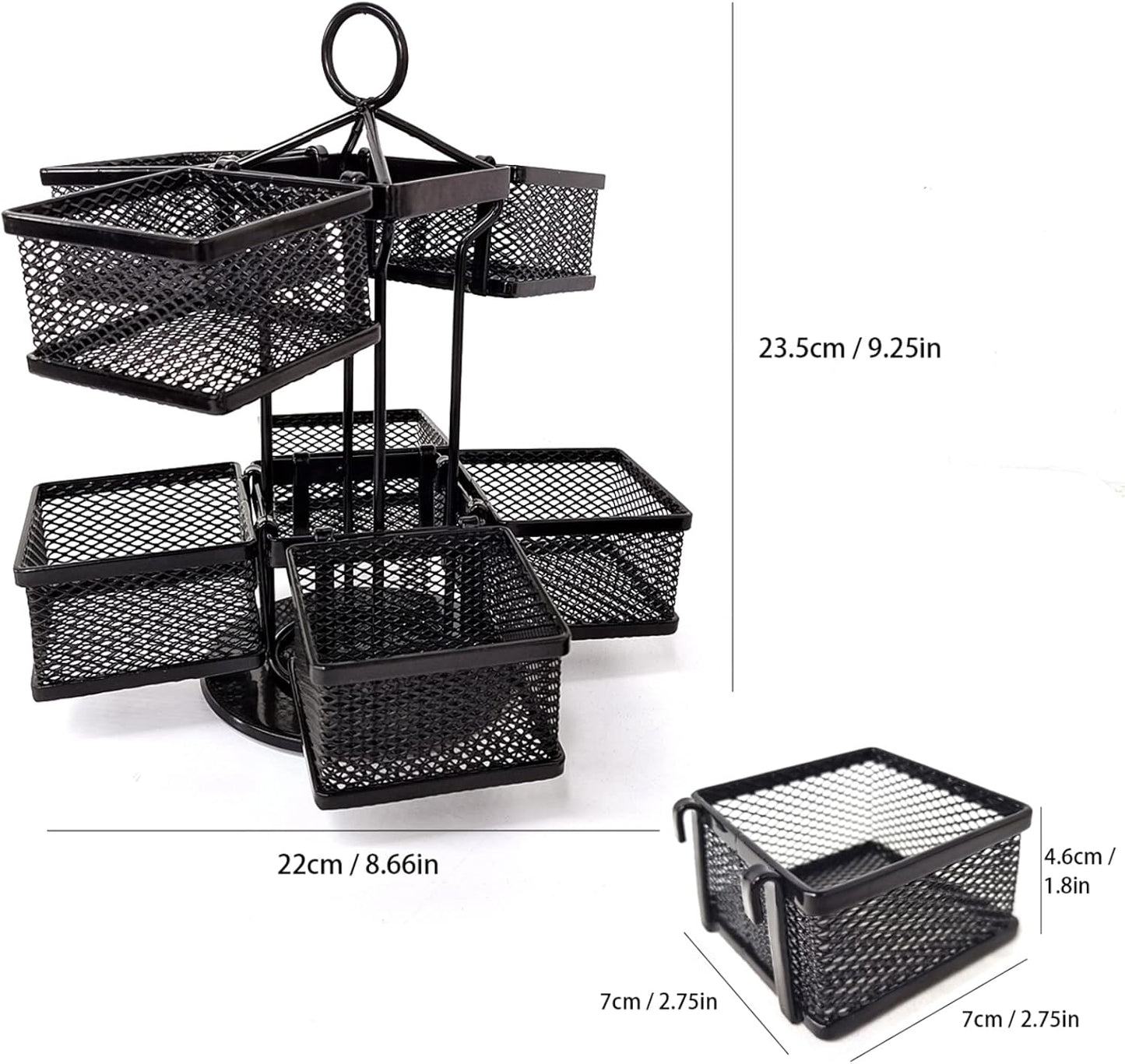 Tea Bag Organizer Coffee Holder Storage Spinning Carousel Basket Black Adjustable Tea Caddy For Kitchen Counter, Countertop, Cabinet