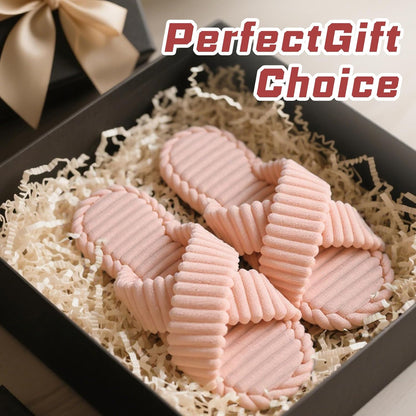 ZOORON Women's Cozy Slippers Crossbands & Durable Foam - Soft Plush Lined Non-Slip Indoor Outdoor Open Toe Shoes Trendy Gift