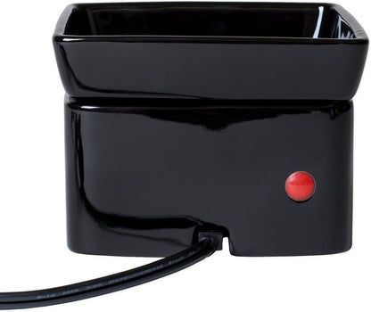 Elanze Designs Black Candle Warmer Black Stoneware Electric 2-in-1 Jar Candle and Wax Tart Oil Warmer
