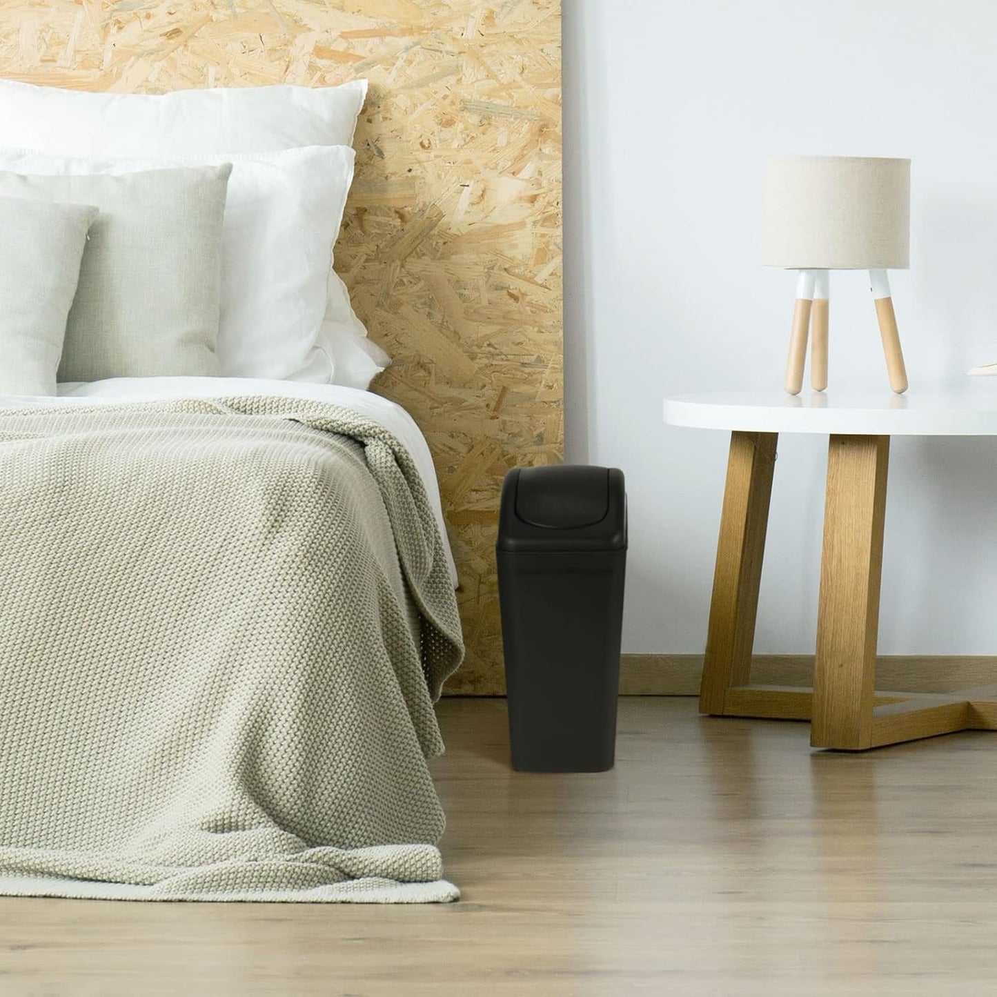 Hoolerry 6 Pcs 3 Gallon/12 Liter Small Trash Can Plastic Kitchen Garbage with Lid Small Trash Bin for Bathroom Office Bedroom Kitchen Waste Outdoor (Black)