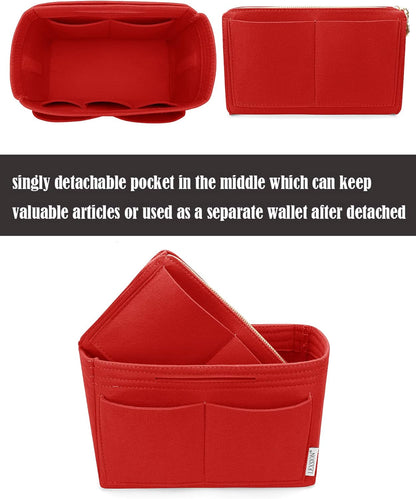 LEXSION Felt Purse Bag Organizer Insert with zipper Bag Tote Shaper Fit Speedy Neverful PM MM