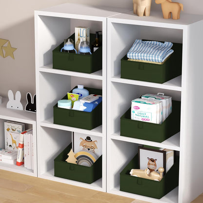 DIMJ Closet Storage Bins 8 Pack - Fabric Trapezoid Closet Organizer Bin, Foldable Storage Baskets for Shelves, Closet Shelf Organizer, Clothing Storage Box for Toys, Books, Towel, Clothes, Green