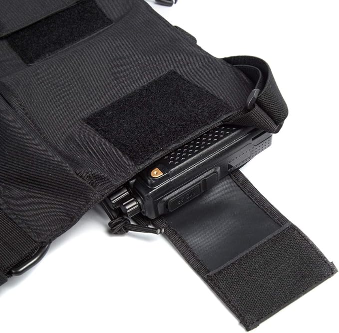 Radio Shoulder Holster Chest Harness Holder Vest Rig for Two Way Radio Chest Front Pack Pouch Walkie Talkie Case with Front Pouches for Kenwood Arcshell Retevis Baofeng UV-5R F8HP UV-82