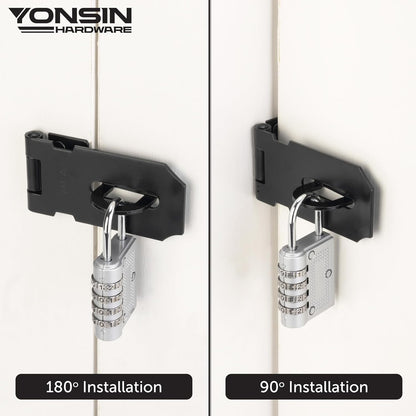 3" Door Padlock Safety Hasp Latch 2 Pcs, Door Hasp Clasp Lock Gate Shed Hasp Latch Lock for Door Window Cabinet Pet Cage Toolbox Shed Fence, 304 Stainless Steel, Matte Black Finish