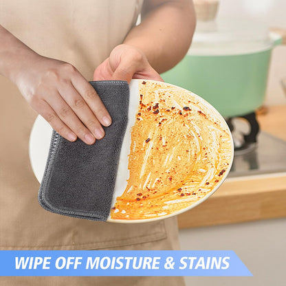 KinHwa Kitchen Washcloths for Dishes Absorbent Microfiber Dish Cloths Quick Dry Dish Rags with Poly Scour Scrub Side Ideal for Kitchen Cleaning (Gray, 7inchx7inch 18 Pack)