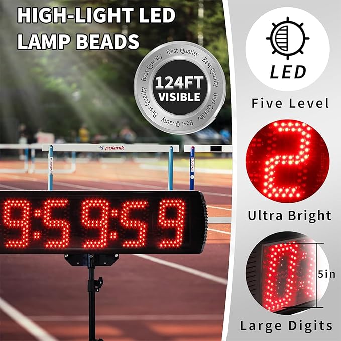 Race Clock with Tripod for Running Events, Large LED Stopwatch with Remote,Countdown/Count up Gym Timer for Home,Wall Digital Time Clocks