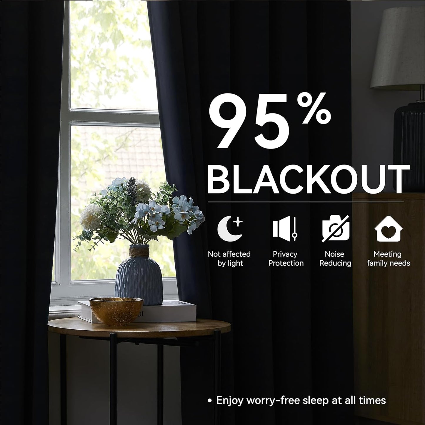 KangBang Navy Blue Blackout Curtains 96 Inches Long for Living Room, Pinch Pleat Room Darkening Black Out Drapes for Boys Playroom, Fashion Nautical Style Decor 2 Panels, 40”Wx96”L