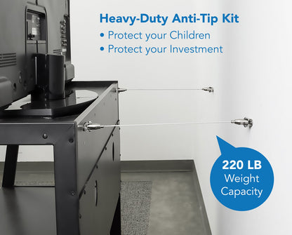 Mount-It! Furniture Anti-Tip Anchor - Steel Child Safety Straps | Secure Wall Anchors for Bookshelf, Dresser, Cabinet, Earthquake Protection for Babies and Pets, 2 Pack, Hardware Included