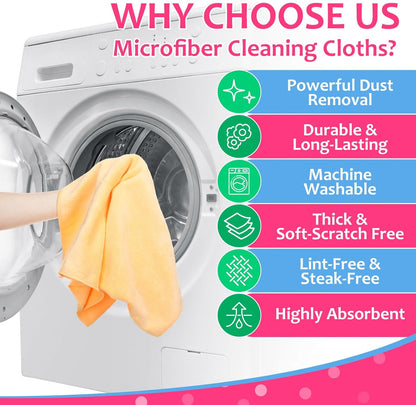 Newwiee 3 Pcs Extra Large Microfiber Cleaning Cloth 30" x 20" Washable Reusable Microfiber Towel Streak Free Lint Free Cloth for Cleaning Home Glass Office Window Bathrooms (Pink,Yellow,Light Blue)