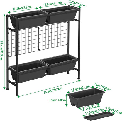 Raised Garden Beds with Legs Elevated Garden Planter Boxes with Trellis Raised Flower Boxes Patio Balcony Herb Garden Planter Beds Outdoor for Flowers Vegetables, Gray