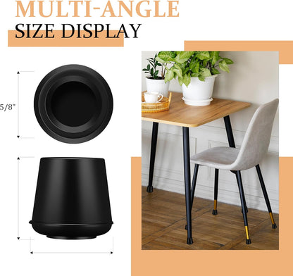 5/8" Round Rubber Chair Leg Tips Caps, 16 Pack Small Chair Leg Floor Protectors Small Furniture Legs Caps Non Slip Reduce Noise for Hardwood Floors (Black, Fit: 16mm to 17mm)
