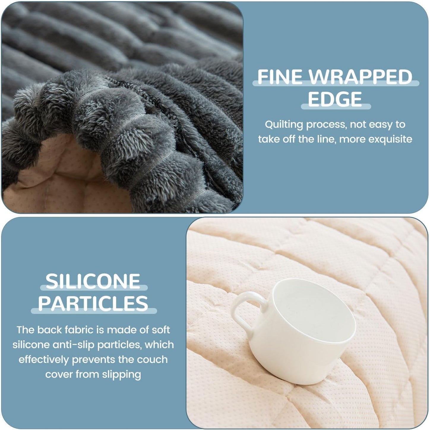 OTOB Couch Cover for Dogs Washable, Non Slip Plush Sofa Covers for 3 Cushion Couch, Fuzzy Pet Friendly Mat Bed Furniture Protector Sofa Slipcover, All Seasons (Dark Gray, 27.6" x 70.9")