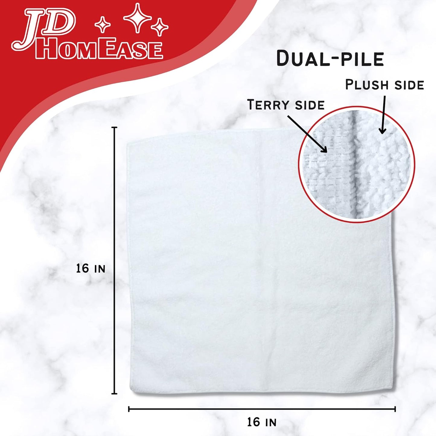 Microfiber Cleaning Cloths,120 Pack, 16"x16", All-Purpose, Softer, Highly Absorbent, Lint-Free, Reusable, Washable Pro Towels, White, for House, Kitchen, Bathroom, Car, Office