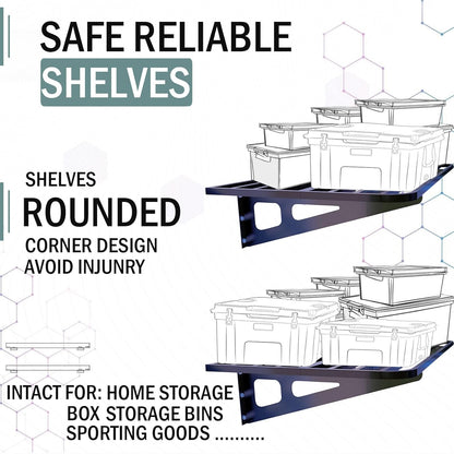 2-Pack 2x4ft Garage Wall Shelving, 2 Shelf Total 8 ft(L) Garage Wall Storage, Heavy-Duty Storage Shelves, Perfect for Holding Storage Bins, Boxes, Sporting Goods, Tools, and More. Space-Saving