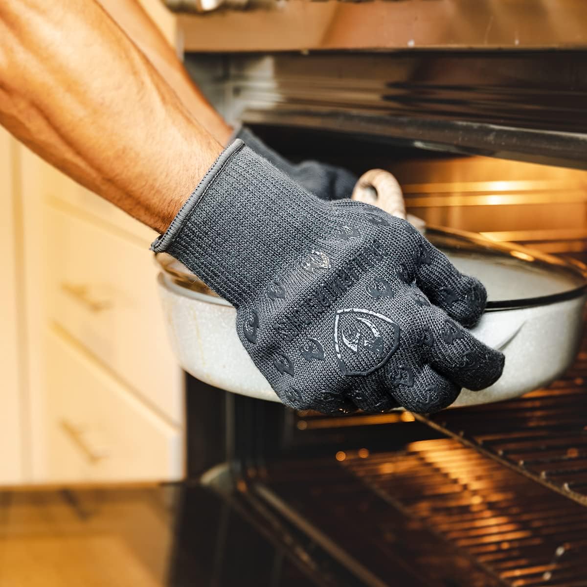Grill Armor Oven Gloves 932°F Extreme Heat & Cut Resistant Oven Mitts with Fingers for BBQ, Cooking, Grilling, Baking – Accessory for Smoker, Cast Iron, Fire Pit, Camping, Fireplace, Griddle & More
