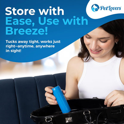 PetLovers Mini Lint Roller Travel Size 50 Sheets – Compact pet Hair Remover for Dog and cat Fur. Lightweight Design Ideal for Clothes Furniture and car. Perfect for Quick and Easy on The go Cleaning