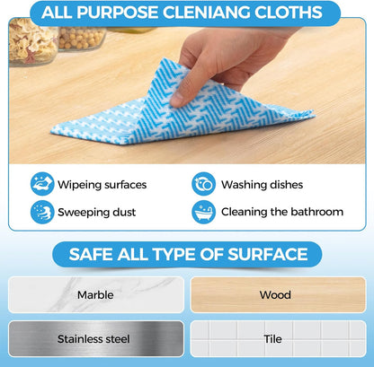 Handi Wipes Reusable Cloths Disposable Cleaning Towels Kitchen Dry Wipes Reusable Dish Towel Dish Cloths Dry Fast Multi-Purpose Heavy Duty Towels, Thick and Absorbnet 80 Count/Pack, Blue
