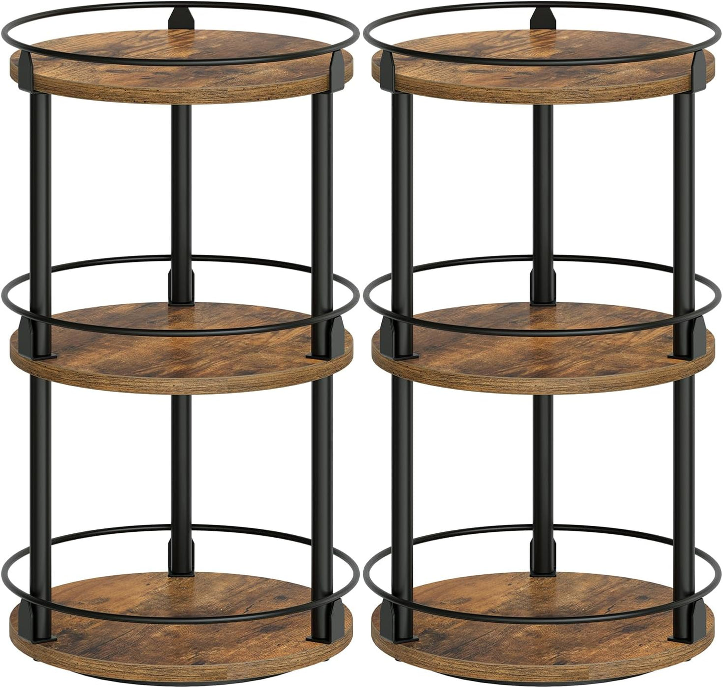 Spice Rack, Set of 2 Lazy Susan Organizer, 3-Tier Turntable Organizer For Cabinet, Compact and Versatile, for Kitchen Countertop, Rustic Brown SR23L2BR