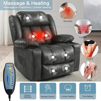 PARKOL Power Lift Recliner Chair for Elderly Breathable Leather Recliner Chair with Massage and Heat,2 Cup Holders,Electric Stand Assist,USB Ports,Gifts for Family (Beige)