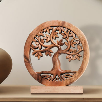 Decozen Solid Wood Tree of Life Sculpture - Home Decor, Living Room, Boho, Shelf, Coffee Table, Centerpiece Table Decorations, Mantle, Dining Table Centerpiece, Bathroom Shelf, Entryway, Farmhouse