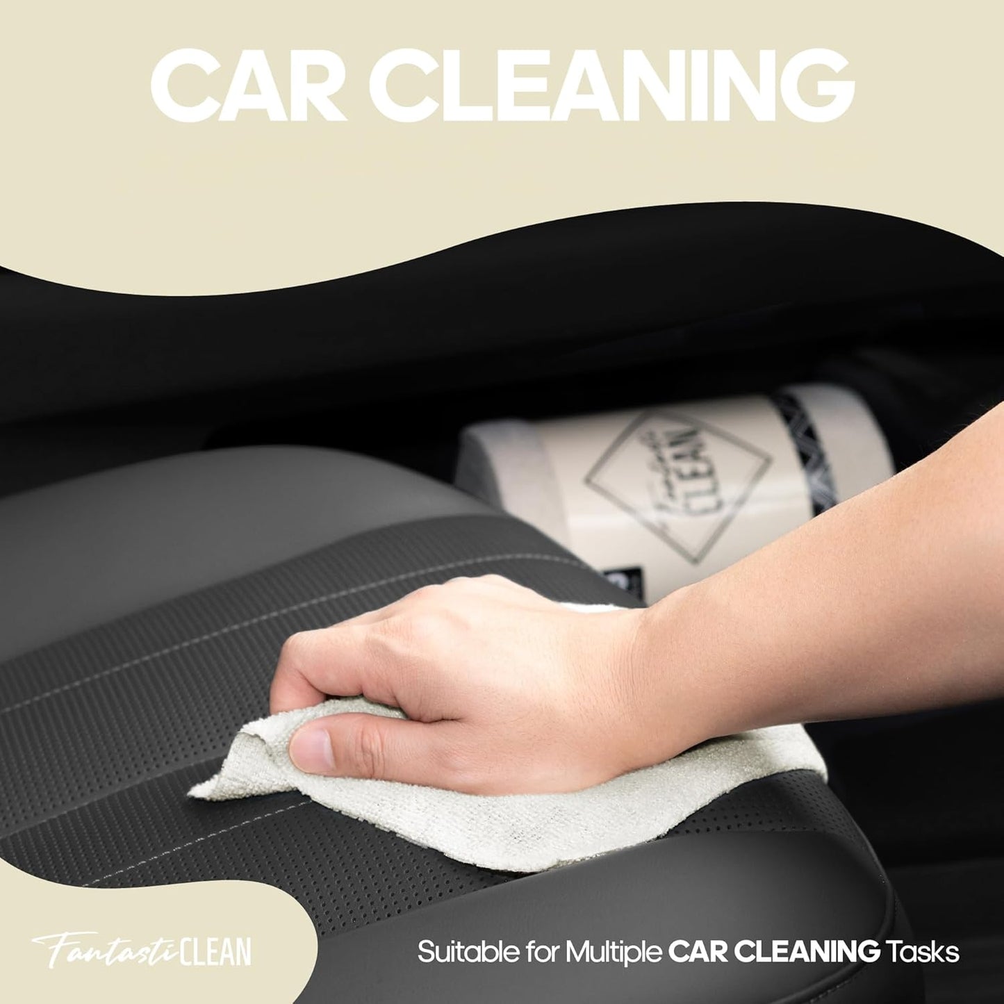 Fantasticlean Microfiber Cleaning Cloth Roll -60 Pack, Tear Away Paperless Towels, 8" x 8", Reusable Washable Rags, for Home Kitchen, Pet, Office, Indoor Outdoor, Compact and Portable (Off-White)