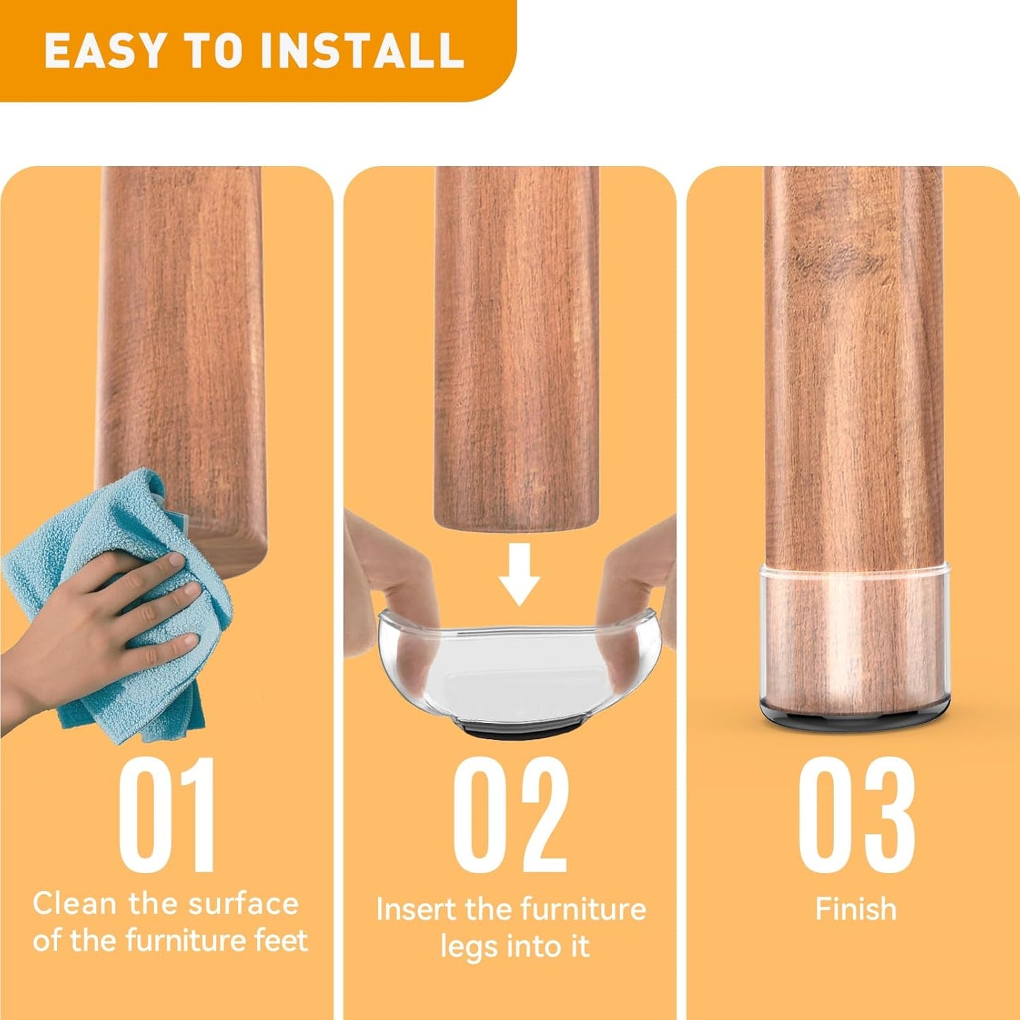 Furniture Sliders,24 PCS Chair Leg Sliders for Carpet, Furniture Movers Sliders, Carpet Chairs Furniture Glides, Floor Protectors, Carpet Moving Sliders Easily Move. (Clear,Fit:0.67-0.87")