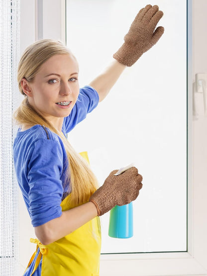 Patelai 3 Pairs Microfiber Plant Dusting Gloves Leaf Cleaning Gloves for Indoor Plants, Blinds, Furniture, House(Large,Black, Brown, Dark Brown)