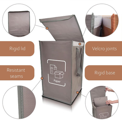 NYIKA - Recycling Organizer - Reusable Recycling Bags - Recycling Sorter - Trash Sorting Bins - 3 Compartment Recycle - Pack of 3 Bags with Lid