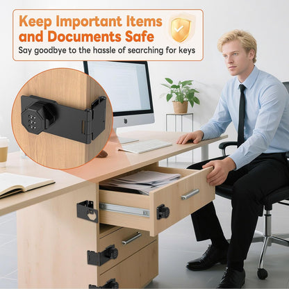 90 Degree 3-Digit Combination Cabinet Lock, Zinc Alloy Keyless Folding Hasp Lock Latch, Password Security Rotary Door Latch for Office File Cabinet, Drawer, Locker, Cupboard (2, Black)